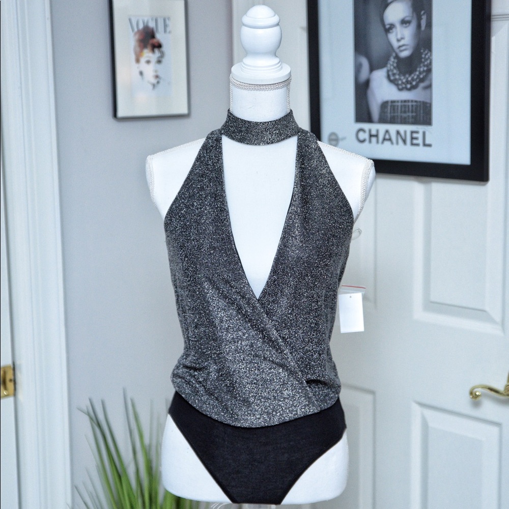 NWT Charlotte Russe Silver Bodysuit
